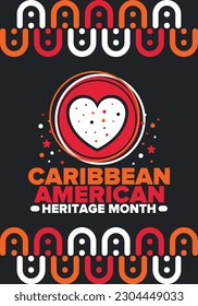 Caribbean American Heritage Month in June. Culture Month to the people of America. Celebrate annual with festival. Happy holiday. Poster, card, banner and background. Vector ilustration