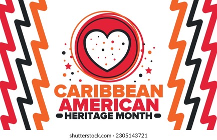 Caribbean American Heritage Month in June. Culture Month to the people of America. Celebrate annual with festival. Happy holiday. Poster, card, banner and background. Vector illustration