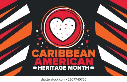 Caribbean American Heritage Month in June. Culture Month to the people of America. Celebrate annual with festival. Happy holiday. Poster, card, banner and background. Vector illustration