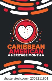 Caribbean American Heritage Month in June. Culture Month to the people of America. Celebrate annual with festival. Happy holiday. Poster, card, banner and background. Vector illustration