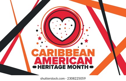 Caribbean American Heritage Month in June. Culture Month to the people of America. Celebrate annual with festival. Happy holiday. Poster, card, banner and background. Vector illustration