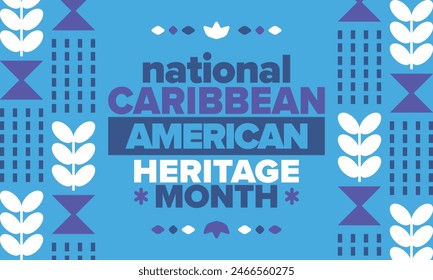 Caribbean American Heritage Month in June. Culture Month to the people of America. Celebrate annual with festival. Happy holiday. Poster, card, banner and background. Vector illustration