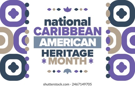 Caribbean American Heritage Month in June. Culture Month to the people of America. Celebrate annual with festival. Happy holiday. Poster, card, banner and background. Vector illustration