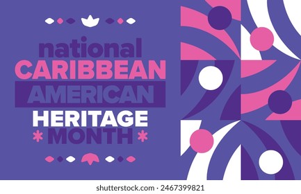 Caribbean American Heritage Month in June. Culture Month to the people of America. Celebrate annual with festival. Happy holiday. Poster, card, banner and background. Vector illustration