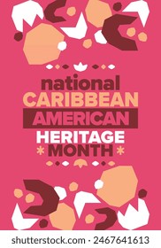 In: Caribbean American Heritage Month in June. In: Culture Month to the People of America. Feiern Sie jährlich mit Festival. Einen schönen Urlaub. Poster, Karte, Banner und Hintergrund. Vektorillustration