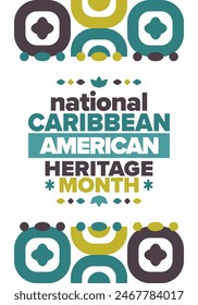 Caribbean American Heritage Month in June. Culture Month to the people of America. Celebrate annual with festival. Happy holiday. Poster, card, banner and background. Vector illustration