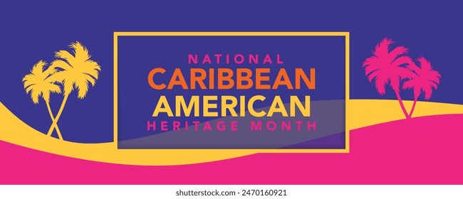 Caribbean American Heritage Month in June. Culture Month to the people of America. Celebrate annual with festival. Happy holiday. Poster, card, banner and background. Vector illustration