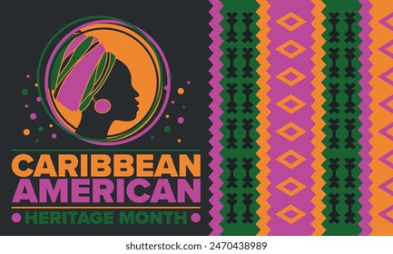 Caribbean American Heritage Month in June. Culture Month to the people of America. Celebrate annual with festival. Happy holiday. Poster, card, banner and background. Vector illustration