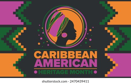 Caribbean American Heritage Month in June. Culture Month to the people of America. Celebrate annual with festival. Happy holiday. Poster, card, banner and background. Vector illustration