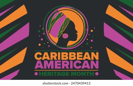 Caribbean American Heritage Month in June. Culture Month to the people of America. Celebrate annual with festival. Happy holiday. Poster, card, banner and background. Vector illustration