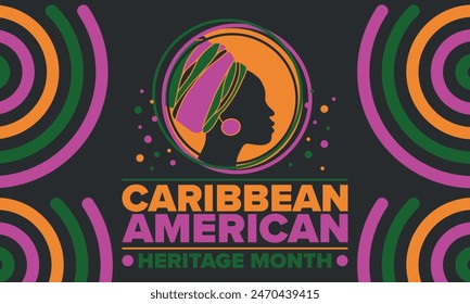 Caribbean American Heritage Month in June. Culture Month to the people of America. Celebrate annual with festival. Happy holiday. Poster, card, banner and background. Vector illustration