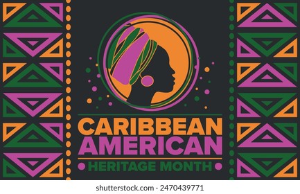 Caribbean American Heritage Month in June. Culture Month to the people of America. Celebrate annual with festival. Happy holiday. Poster, card, banner and background. Vector illustration