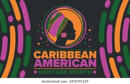 Caribbean American Heritage Month in June. Culture Month to the people of America. Celebrate annual with festival. Happy holiday. Poster, card, banner and background. Vector illustration