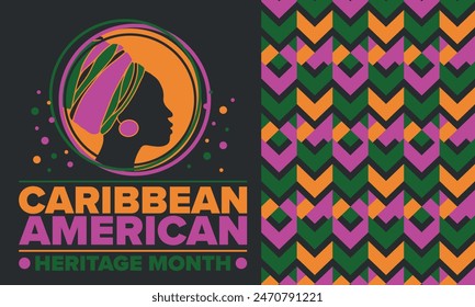 Caribbean American Heritage Month in June. Culture Month to the people of America. Celebrate annual with festival. Happy holiday. Poster, card, banner and background. Vector illustration