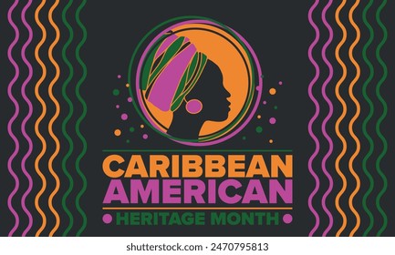 Caribbean American Heritage Month in June. Culture Month to the people of America. Celebrate annual with festival. Happy holiday. Poster, card, banner and background. Vector illustration