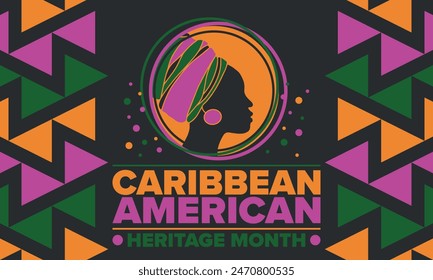 Caribbean American Heritage Month in June. Culture Month to the people of America. Celebrate annual with festival. Happy holiday. Poster, card, banner and background. Vector illustration