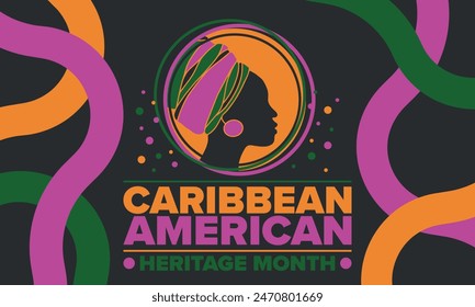 Caribbean American Heritage Month in June. Culture Month to the people of America. Celebrate annual with festival. Happy holiday. Poster, card, banner and background. Vector illustration