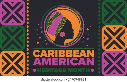 Caribbean American Heritage Month in June. Culture Month to the people of America. Celebrate annual with festival. Happy holiday. Poster, card, banner and background. Vector illustration