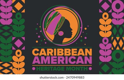 Caribbean American Heritage Month in June. Culture Month to the people of America. Celebrate annual with festival. Happy holiday. Poster, card, banner and background. Vector illustration