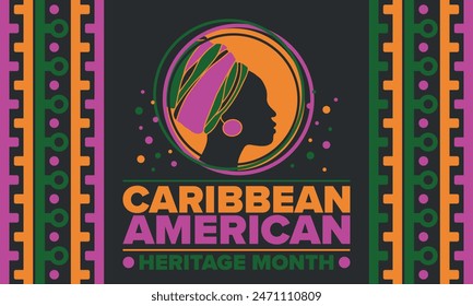 Caribbean American Heritage Month in June. Culture Month to the people of America. Celebrate annual with festival. Happy holiday. Poster, card, banner and background. Vector illustration