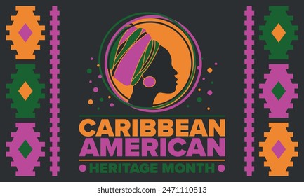 Caribbean American Heritage Month in June. Culture Month to the people of America. Celebrate annual with festival. Happy holiday. Poster, card, banner and background. Vector illustration