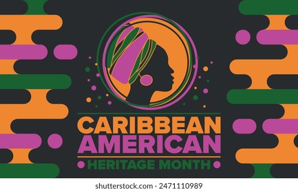 Caribbean American Heritage Month in June. Culture Month to the people of America. Celebrate annual with festival. Happy holiday. Poster, card, banner and background. Vector illustration
