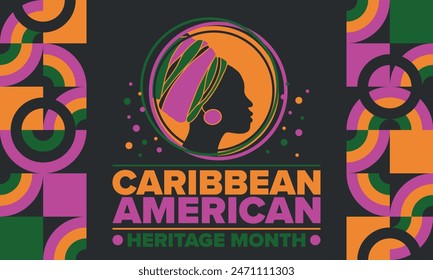 Caribbean American Heritage Month in June. Culture Month to the people of America. Celebrate annual with festival. Happy holiday. Poster, card, banner and background. Vector illustration