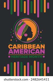 Caribbean American Heritage Month in June. Culture Month to the people of America. Celebrate annual with festival. Happy holiday. Poster, card, banner and background. Vector illustration