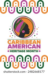 Caribbean American Heritage Month in June. Culture Month to the people of America. Celebrate annual with festival. Happy holiday. Poster, card, banner and background. Vector illustration