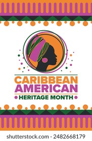 In: Caribbean American Heritage Month in June. In: Culture Month to the People of America. Feiern Sie jährlich mit Festival. Einen schönen Urlaub. Poster, Karte, Banner und Hintergrund. Vektorillustration