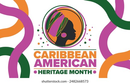 In: Caribbean American Heritage Month in June. In: Culture Month to the People of America. Feiern Sie jährlich mit Festival. Einen schönen Urlaub. Poster, Karte, Banner und Hintergrund. Vektorillustration