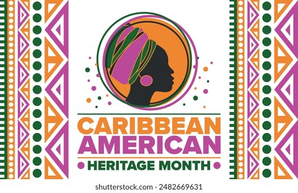 Caribbean American Heritage Month in June. Culture Month to the people of America. Celebrate annual with festival. Happy holiday. Poster, card, banner and background. Vector illustration