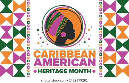 Caribbean American Heritage Month in June. Culture Month to the people of America. Celebrate annual with festival. Happy holiday. Poster, card, banner and background. Vector illustration