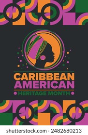 Caribbean American Heritage Month in June. Culture Month to the people of America. Celebrate annual with festival. Happy holiday. Poster, card, banner and background. Vector illustration