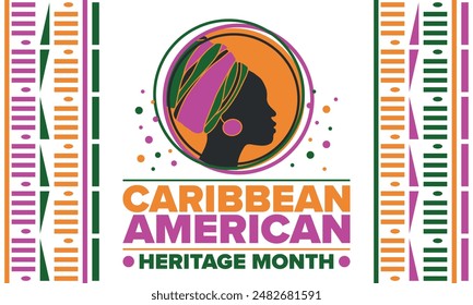 Caribbean American Heritage Month in June. Culture Month to the people of America. Celebrate annual with festival. Happy holiday. Poster, card, banner and background. Vector illustration