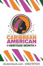 Caribbean American Heritage Month in June. Culture Month to the people of America. Celebrate annual with festival. Happy holiday. Poster, card, banner and background. Vector illustration