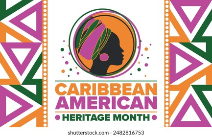 Caribbean American Heritage Month in June. Culture Month to the people of America. Celebrate annual with festival. Happy holiday. Poster, card, banner and background. Vector illustration