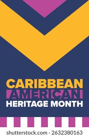 Caribbean American Heritage Month in June. Culture Month to the people of America. Celebrate annual with festival. Happy holiday. Poster, card, banner and background. Vector illustration