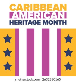 Caribbean American Heritage Month in June. Culture Month to the people of America. Celebrate annual with festival. Happy holiday. Poster, card, banner and background. Vector illustration