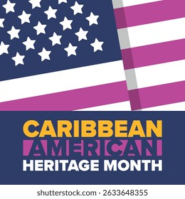 Mês da Herança Caribe-Americana em junho. Mês da Cultura para o povo da América. Comemore anualmente com o festival. Feliz feriado. Cartaz, cartão, faixa e fundo. Ilustração vetorial