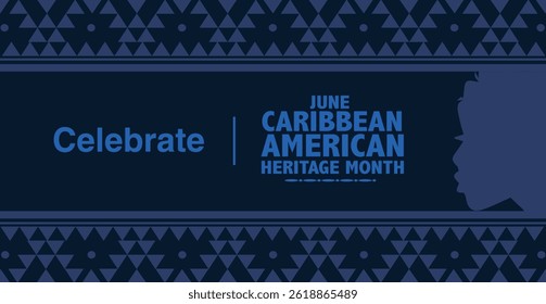 Caribbean American Heritage Month. Vector banner Illustration with text and Asian Pacific American Heritage Month on blue background