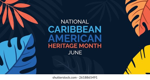 Caribbean American Heritage Month. Vector banner Illustration with text and Asian Pacific American Heritage Month on blue background