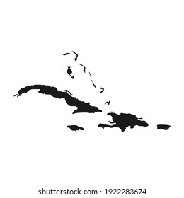 Caribbean black map on white background