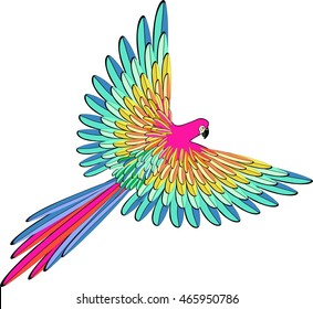 Caribbean blue the parrot flying vector illustration