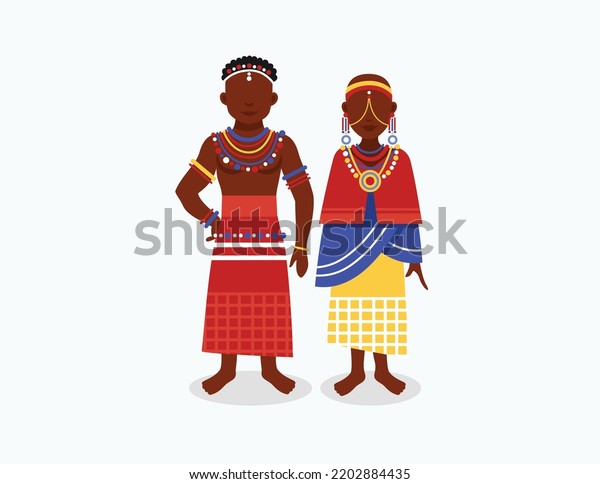 Caribbean Couple Wearing Traditional Outfit Character Stock Vector ...