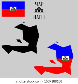 Caribbean Haiti outline world map silhouette vector illustration, creative design background, national country flag, design element, symbols from countries all continents set. 