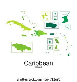 The Caribbean Islands regions map