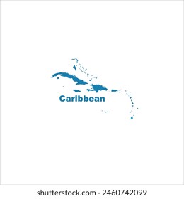 Caribbean map and blue color design on white background
