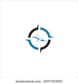 Logo del mapa caribeño con círculos azules y negros