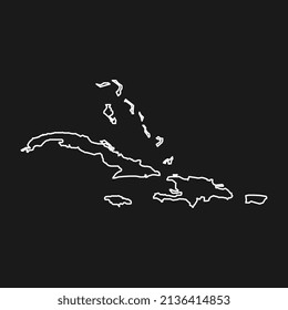 Caribbean map on black background